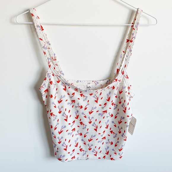 Free People Tops - FREE PEOPLE | One of the Girls Floral Waffle Tank
